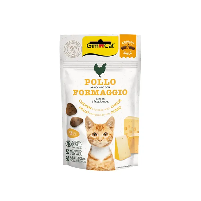 GİMCAT CRUNHCY SNACKS TAVUKLU PEYNİRLİ TAHILSIZ KEDİ ÖDÜLÜ 50GR
