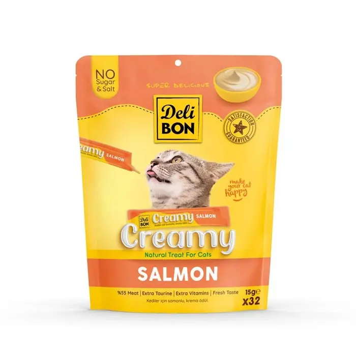 DELİBON CREAMY SOMONLU SIVI KEDİ ÖDÜL MAMASI 32X15GR