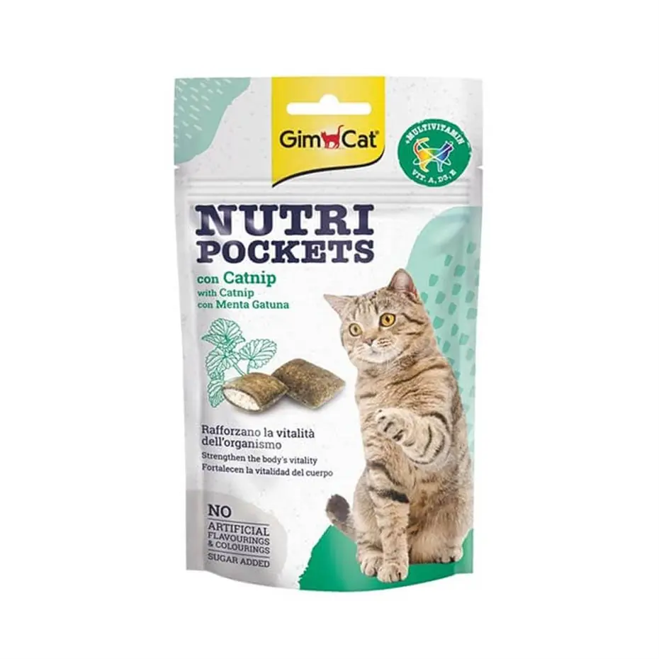 GİMCAT NUTRİPOCKETS KEDİ ÖDÜL KEDİ OTU MVİT. 60GR
