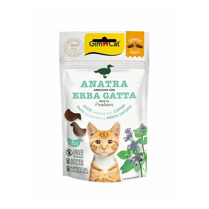 GİMCAT CRUNCHY SNACKS ÖRDEK ETLİ NANELİ TAHILSIZ KEDİ ÖDÜLÜ 50GR