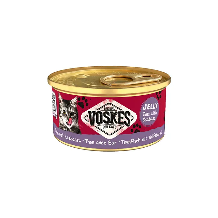 VOSKES JELLY TON VE LEVREK BALIKLI YETİŞKİN KEDİ KONSERVESİ 85GR