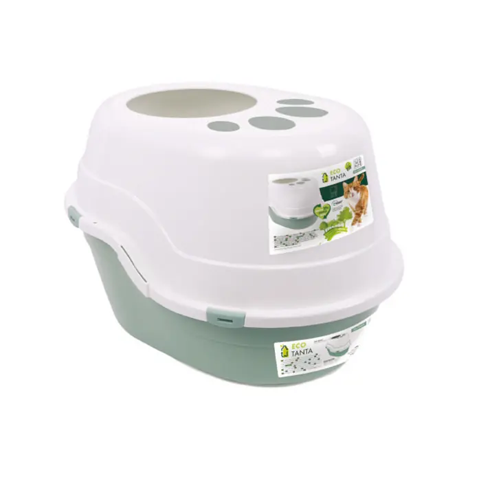 M-PETS ECO TANTA ÜSTTEN GİRİŞLİ KAPALI KEDİ TUVALETİ SEA GREEN