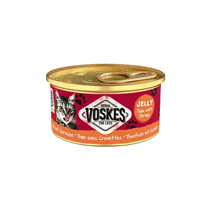 VOSKES JELLY TON BALIKLI VE KARİDESLİ YETİŞKİN KEDİ KONSERVESİ 85GR