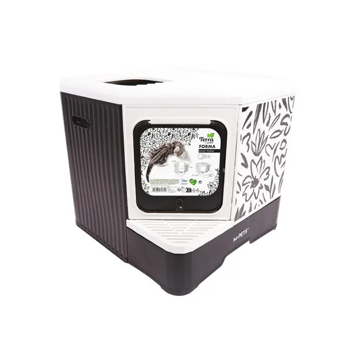 M-PETS TERRA FORMA ECO DESENLİ KAPALI KEDİ TUVALETİ SİYAH
