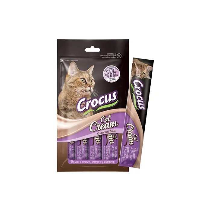 CROCUS SOMONLU VE KARİDESLİ KREMA KEDİ ÖDÜLÜ 4X15GR