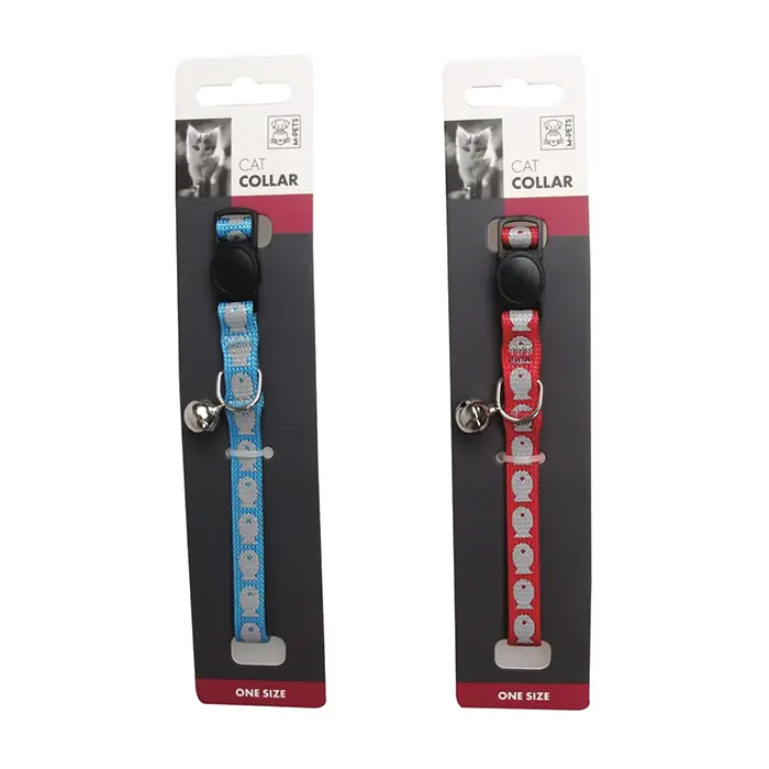 M-PETS REFLECTİVE ZİLLİ KEDİ BOYUN TASMASI MAVİ KIRMIZI