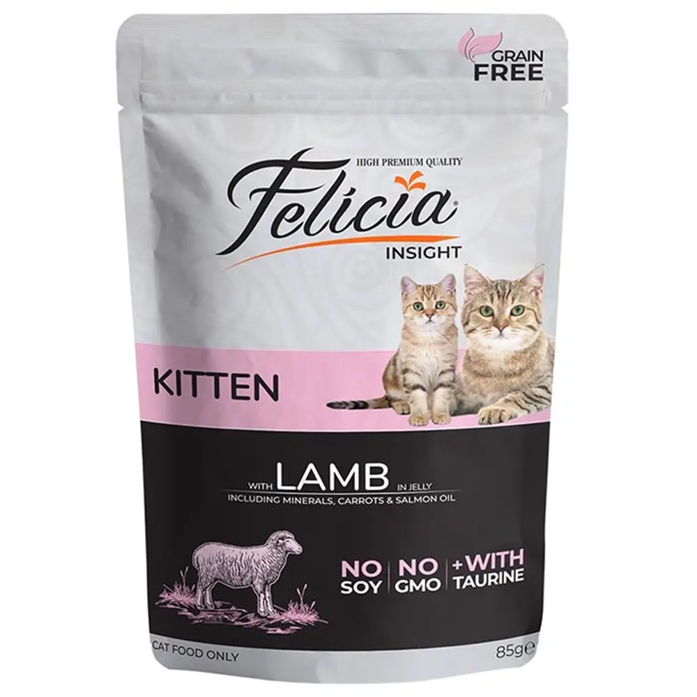 FELİCİA TAHILSIZ KUZU ETLİ YAVRU KEDİ YAŞ MAMASI 85 GR