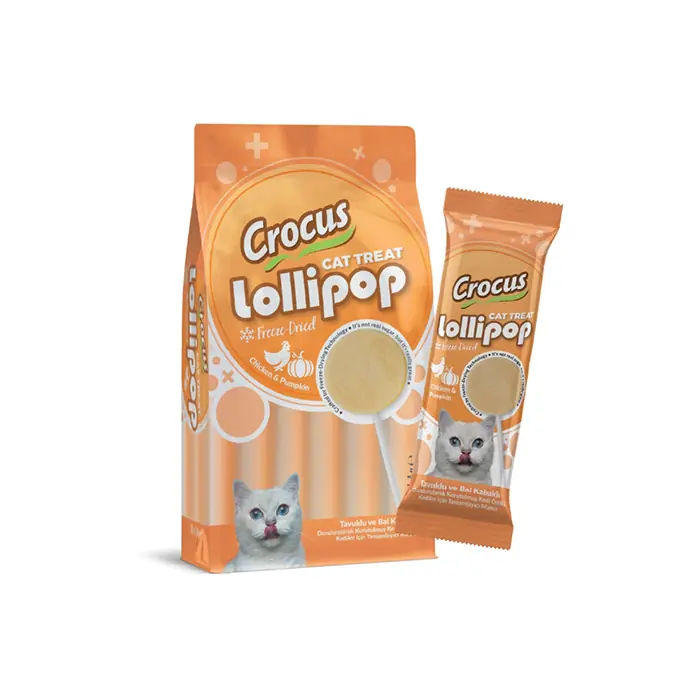 CROCUS TAVUKLU VE BAL KABAKLI LOLİPOP KEDİ ÖDÜLÜ 10LU