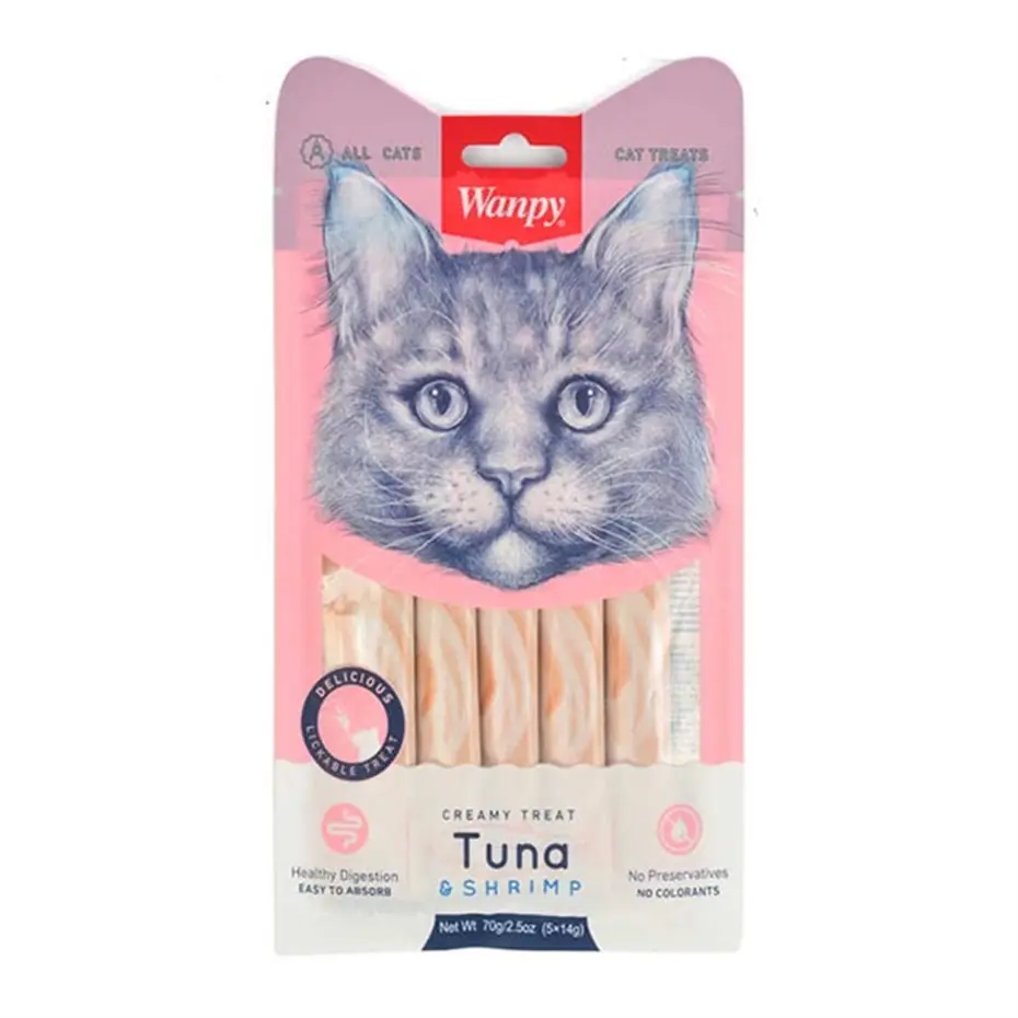 WANPY TON BALIĞI KARİDES LİKİT KEDİ ÖDÜLÜ 5X14 GR