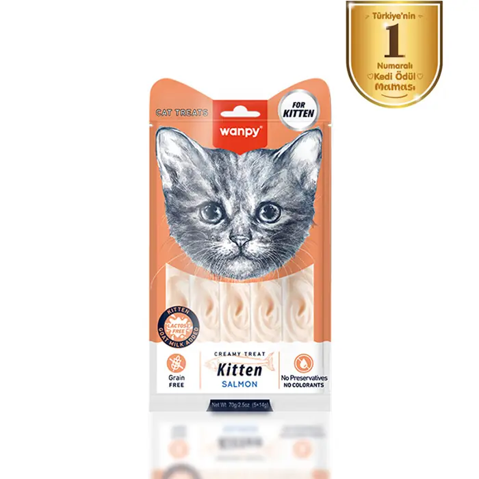 WANPY KİTTEN SOMONLU YAVRU KEDİ KREMA ÖDÜLÜ 5X14 GR