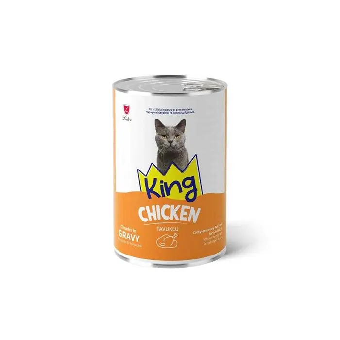 KİNG SOS İÇİNDE ET PARÇACIKLI TAVUKLU YETİŞKİN KEDİ KONSERVESİ 400 GR