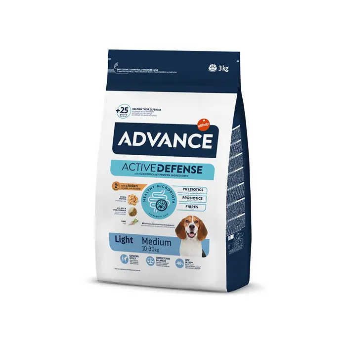 ADVANCE LİGHT TAVUKLU VE PİRİNÇLİ ORTA IRK YETİŞKİN KÖPEK MAMASI 3 KG