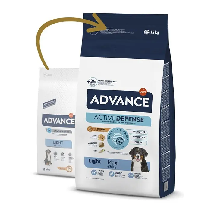 ADVANCE MAXİ LİGHT TAVUK VE PİRİNÇLİ KİLOLU BÜYÜK IRK YETİŞKİN KÖPEK MAMASI 12KG