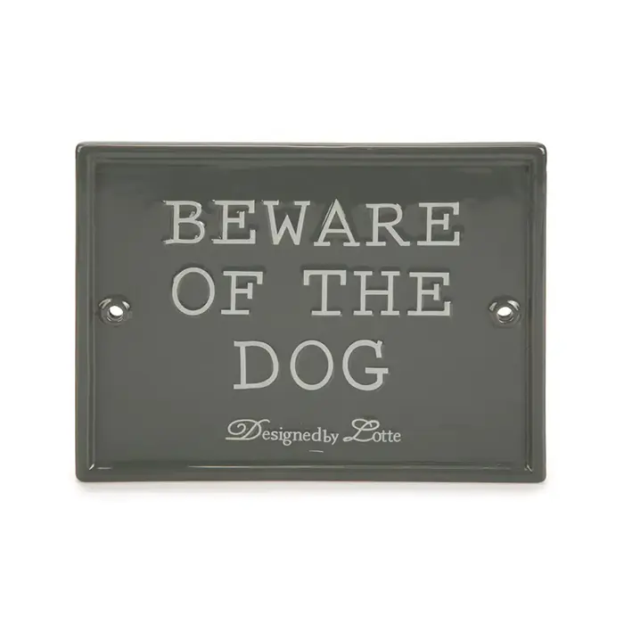 BEEZTEES DBL SERAMİK DİKKAT KÖPEK VAR UYARI TABELASI GRİ 20X16CM