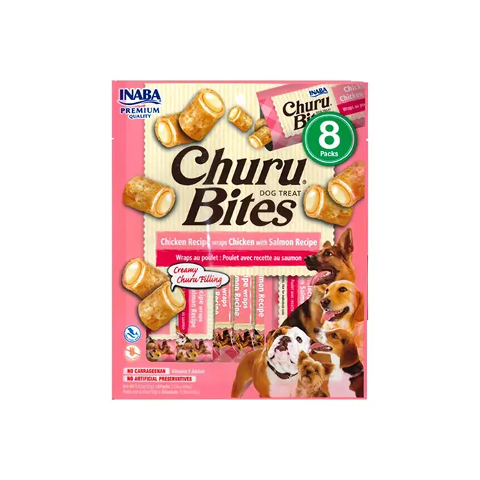 CIAO CHURU BİTES TAVUKLU VE SOMONLU KÖPEK ÖDÜL MAMASI 8X20GR