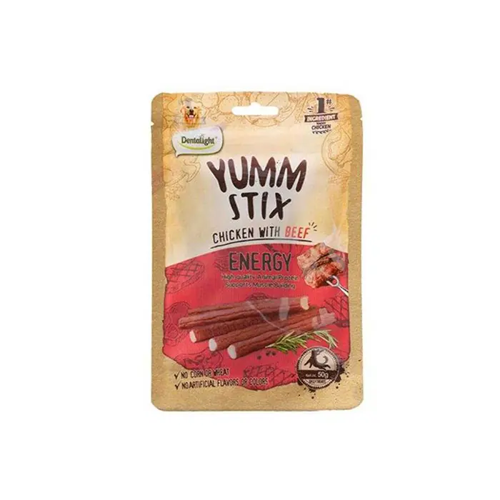 DENTALİGHT YUMM STİCK ENERGY TAVUKLU VE SIĞIR ETLİ KÖPEK ÖDÜL ÇUBUĞU 50 GR