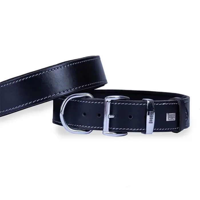 DOGGİE YUMUŞAK DOKULU SADE KÖPEK BOYUN TASMAS BLACK 4X52-60CM