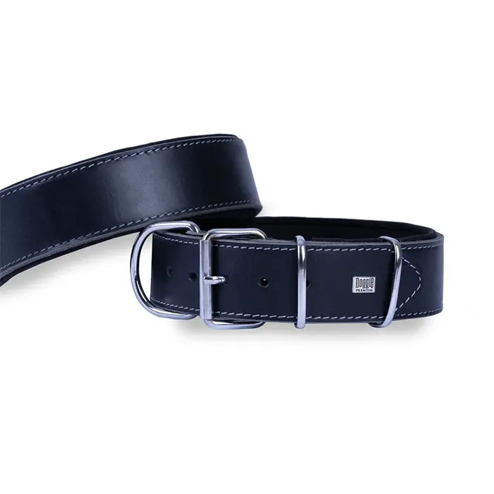 DOGGİE YUMUŞAK DOKULU SADE KÖPEK BOYUN TASMASI BLACK 4X57-65CM