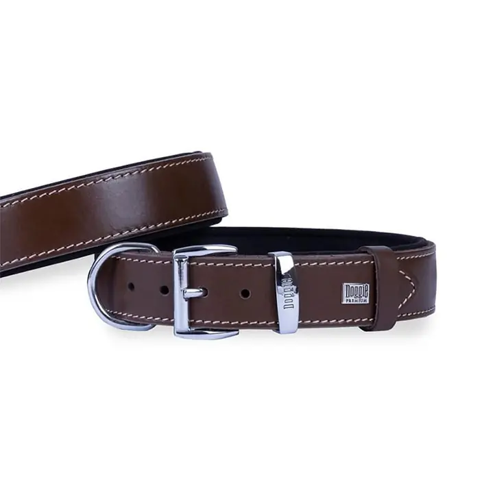 DOGGİE YUMUŞAK DOKULU SADE KÖPEK BOYUN TASMASI BROWN 3,5X47-55CM