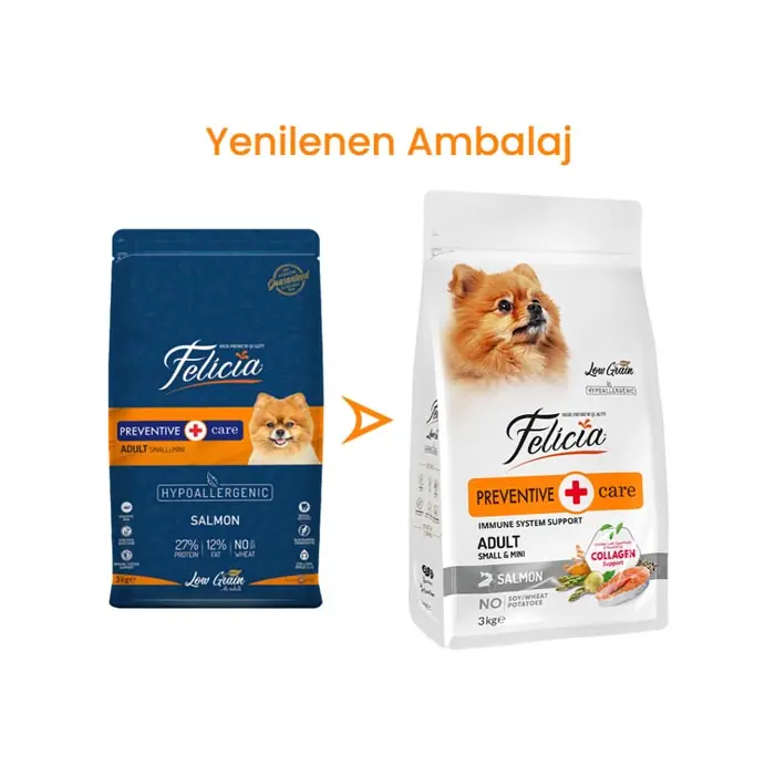 FELİCİA AZ TAHILLI YETİŞKİN SOMONLU SMALL HYPOALLERGENİC KÖPEK MAMASI 3 KG