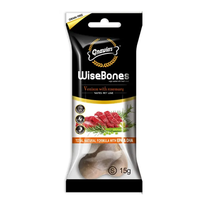 GNAWLERS WİSE BONES GEYİK ETLİ VE BİBERİYELİ KÖPEK ÖDÜL KEMİĞİ SMALL 15GR