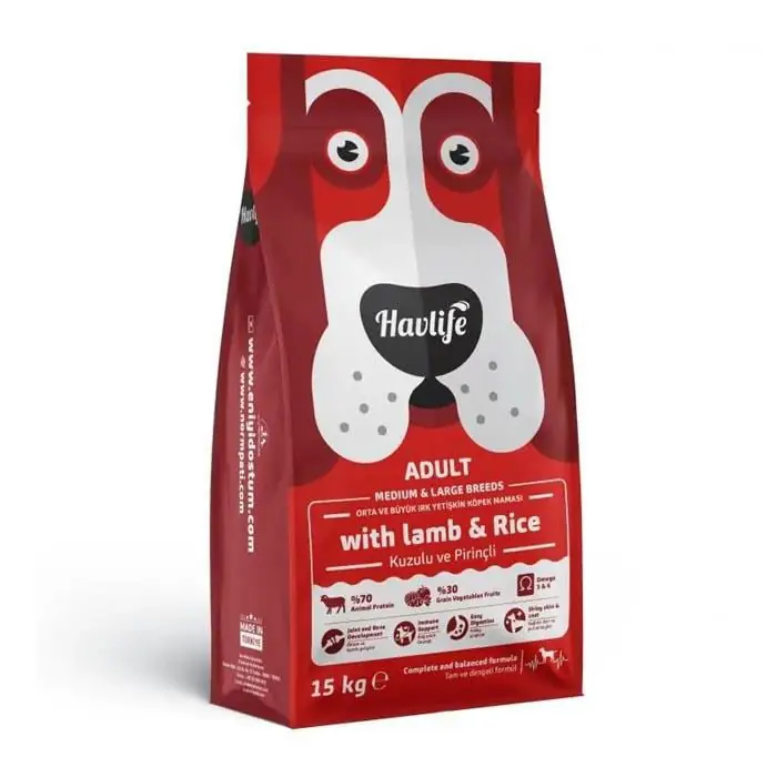 HAVLİFE ORTA BÜYÜK IRK YETİŞKİN KUZULU KÖPEK MAMASI 15KG