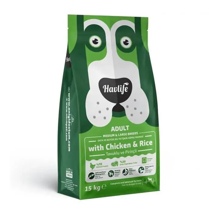 HAVLİFE ORTA VE BÜYÜK IRK YETİŞKİN TAVUKLU KÖPEK MAMASI 15KG