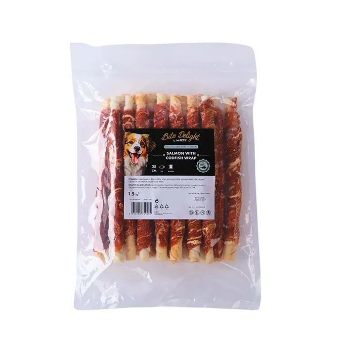 M-PETS BİTE DELİGHT SOMON VE MORİNA BALIĞI SARGILI KÖPEK ÖDÜLÜ 28CM 2KG
