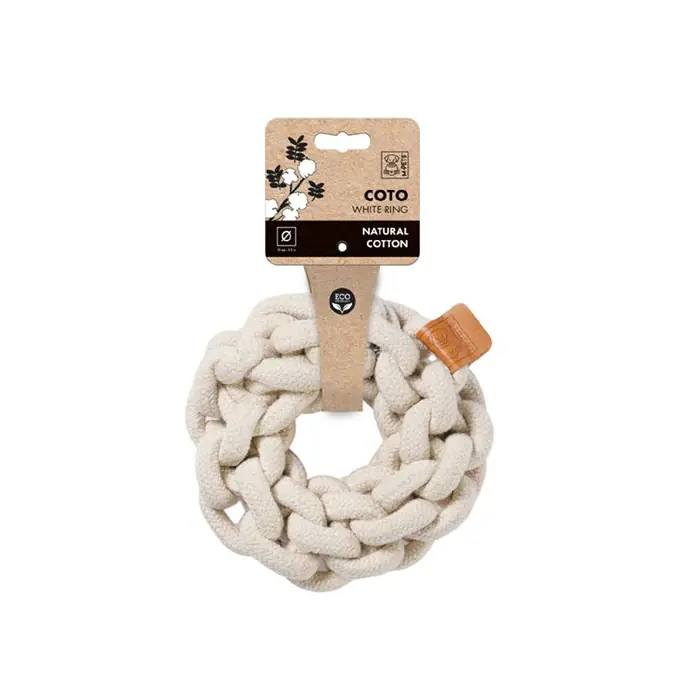 M-PETS COTO ÖRGÜ HALKA KÖPEK OYUNCAĞI 13CM BEYAZ