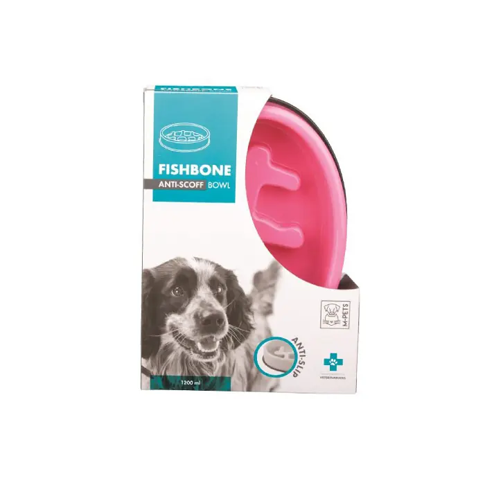 M-PETS FİSHBONE YAVAŞ YEME MAMA KABI 1200ML PEMBE