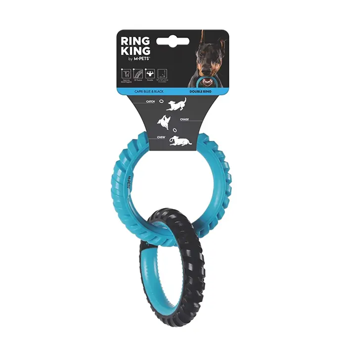 M-PETS RİNG KİNG DOUBLE KÖPEK OYUNCAĞI MAVİ-SİYAH
