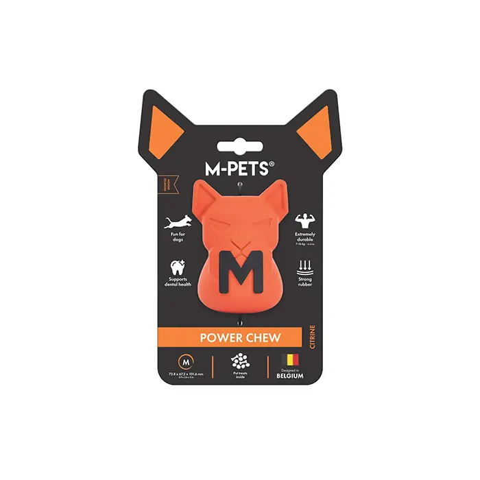 M-PETS POWER CHEW KAUÇUK KÖPEK ÖDÜL OYUNCAĞI CİTRİNE MEDİUM