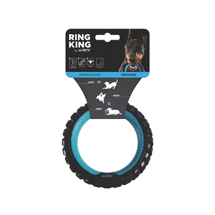 M-PETS RİNG KİNG KÖPEK OYUNCAĞI SİNGLE MAVİ SİYAH
