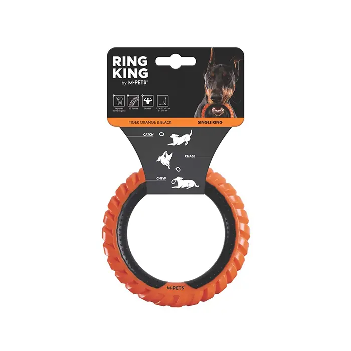 M-PETS RİNG KİNG KÖPEK OYUNCAĞI SİNGLE TURUNCU SİYAH