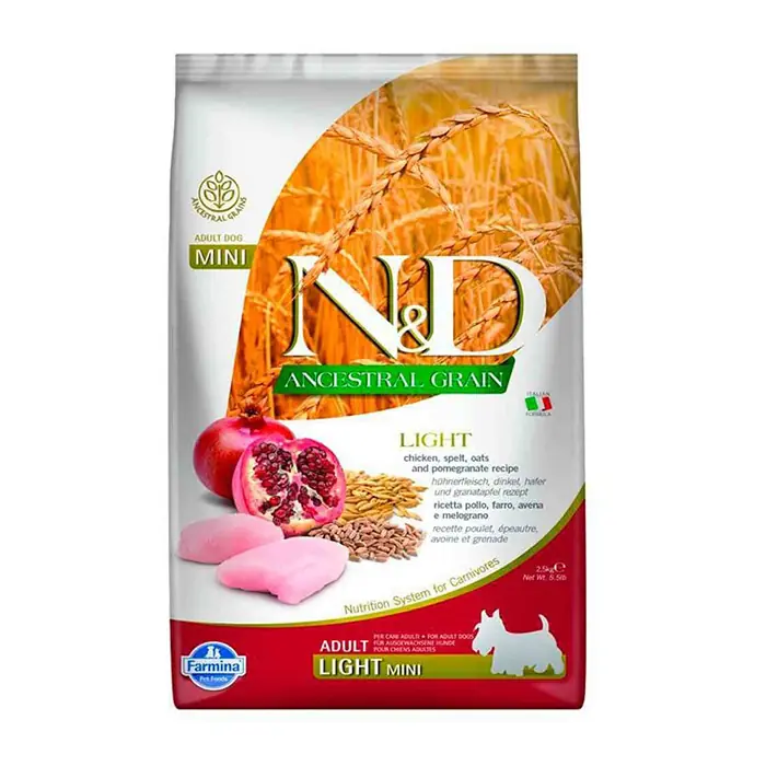 N&D AZ TAHILLI TAVUKLU LİGHT MİNİ KÖPEK MAMASI 2,5 KG