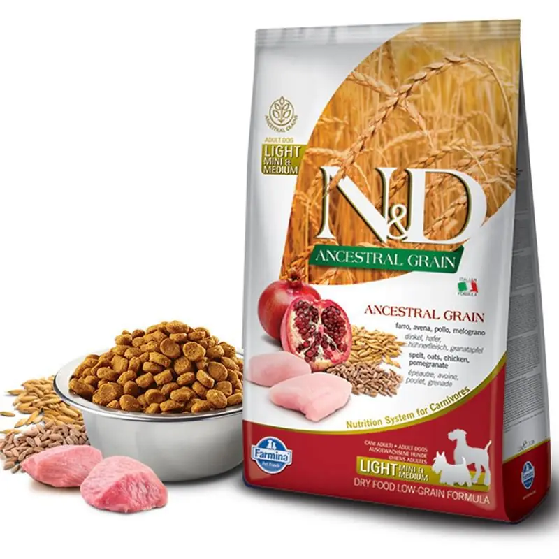 N&D DÜŞÜK TAHILLI LİGHT MEDİUM MİNİ TAVUK VE NARLI KÖPEK MAMASI 2,5 KG
