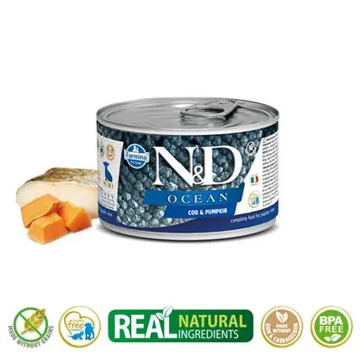 N&D OCEAN BALKABAKLI MORİNA BALIKLI YAVRU KÖPEK KONSERVESİ 140G