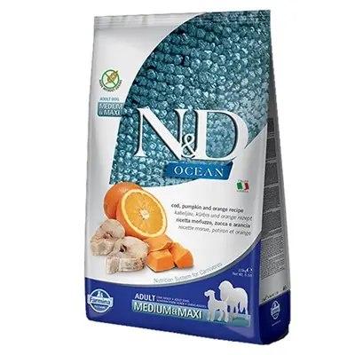 N&D TAHILSIZ BALIKLI PORTAKALLI MEDİUM YETİŞKİN KÖPEK MAMASI 12 KG