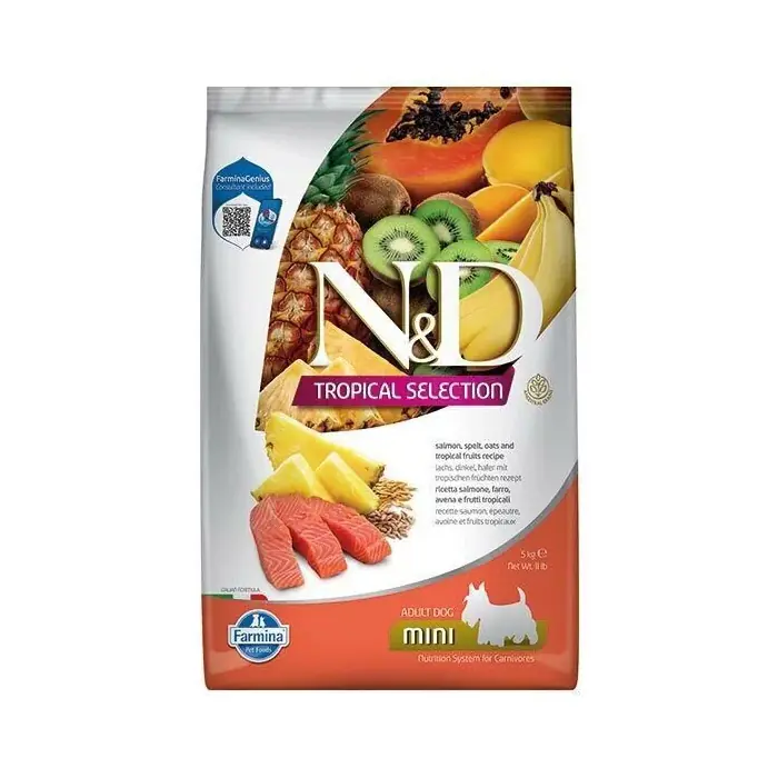 N&D TROPİCAL SELECTİON SOMONLU VE TROPİKAL MEYVELİ MİNİ IRK YETİŞKİN KÖPEK MAMASI 5KG