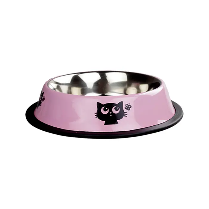 ORİPET KEDİ DESENLİ ÇELİK MAMA KABI PEMBE 8 OZ 12CM