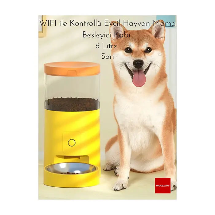 PAKEWAY Wİ-Fİ KONTROLLÜ ZAMAN AYARLI MAMA KABI 6 LİTRE SARI
