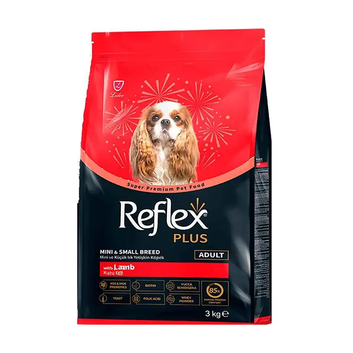 REFLEX PLUS KUZU ETLİ MİNİ VE KÜÇÜK IRK YETİŞKİN KÖPEK MAMASI 3 KG