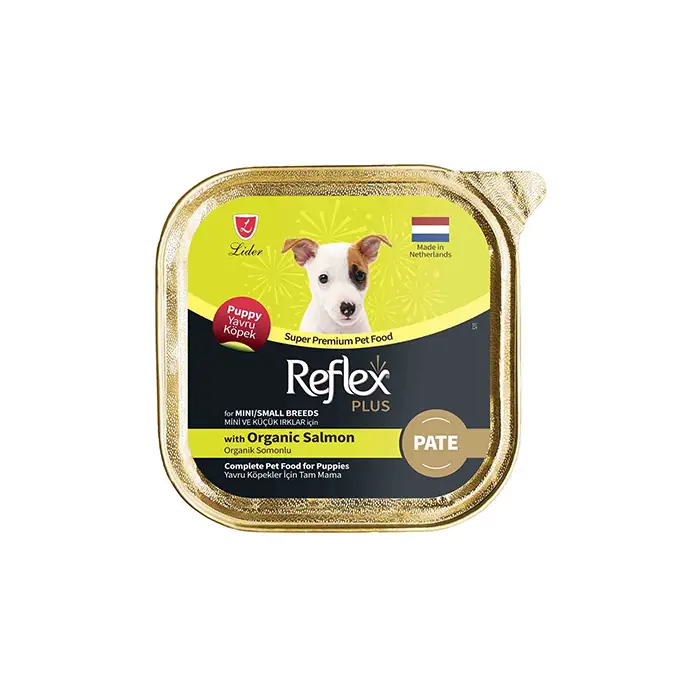 REFLEX PLUS PUPPY PATE ORGANİK SOMONLU KÜÇÜK IRK YAVRU KÖPEK YAŞ MAMASI 85GR