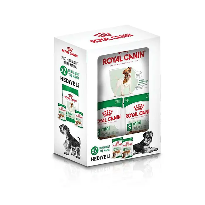 ROYAL CANİN BOX MİNİ ADULT KÜÇÜK IRK KÖPEK MAMASI 2 KG + 2 ADET YAŞ MAMA HEDİYELİ!