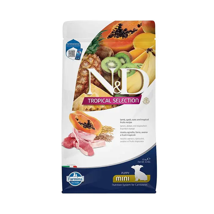 N&D TROPİCAL SELECTİON KUZU ETLİ VE TROPİKAL MEYVELİ MİNİ IRK YAVRU KÖPEK MAMASI 1,5KG