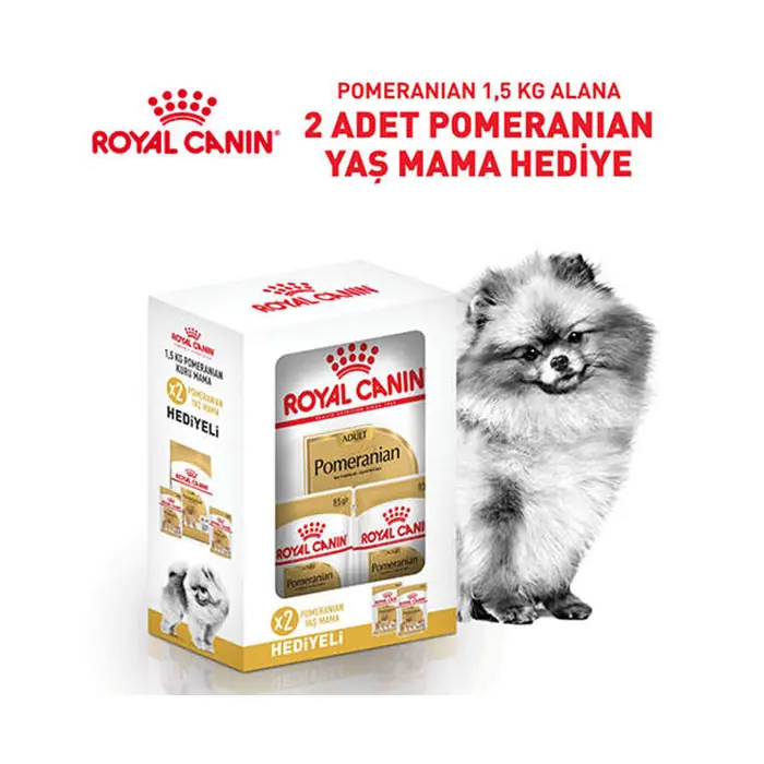 ROYAL CANİN BOX POMERANİAN YETİŞKİN KÖPEK MAMASI 1,5KG + 2 ADET YAŞ MAMA HEDİYELİ