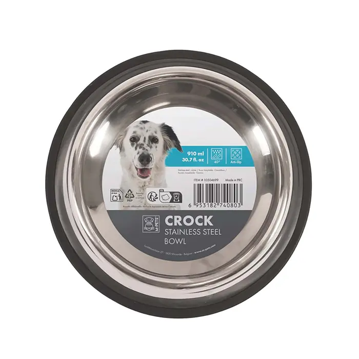 M-PETS CROCK PASLANMAZ ÇELİK KEDİ KÖPEK MAMA VE SU KABI L 910ML