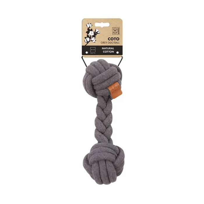 M-PETS COTO DUO BALL ÖRGÜ KÖPEK OYUNCAĞI GRİ 28CM