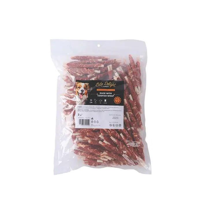M-PETS BİTE DELİGHT ÖRDEK VE MORİNA BALIĞI SARGILI KÖPEK ÖDÜLÜ 13CM 2KG