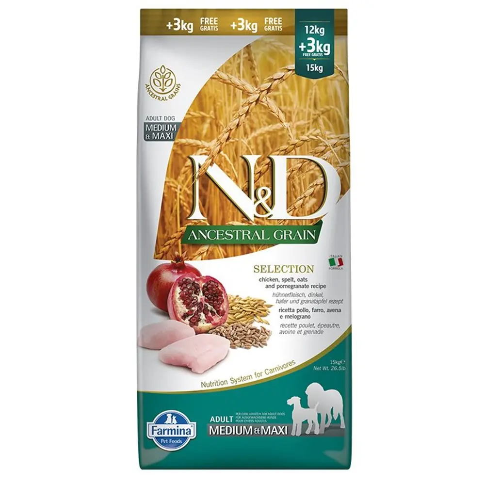 ND AZ TAHILLI TAVUK NAR YETİŞKİN KÖPEK MAMASI 12+3 KG